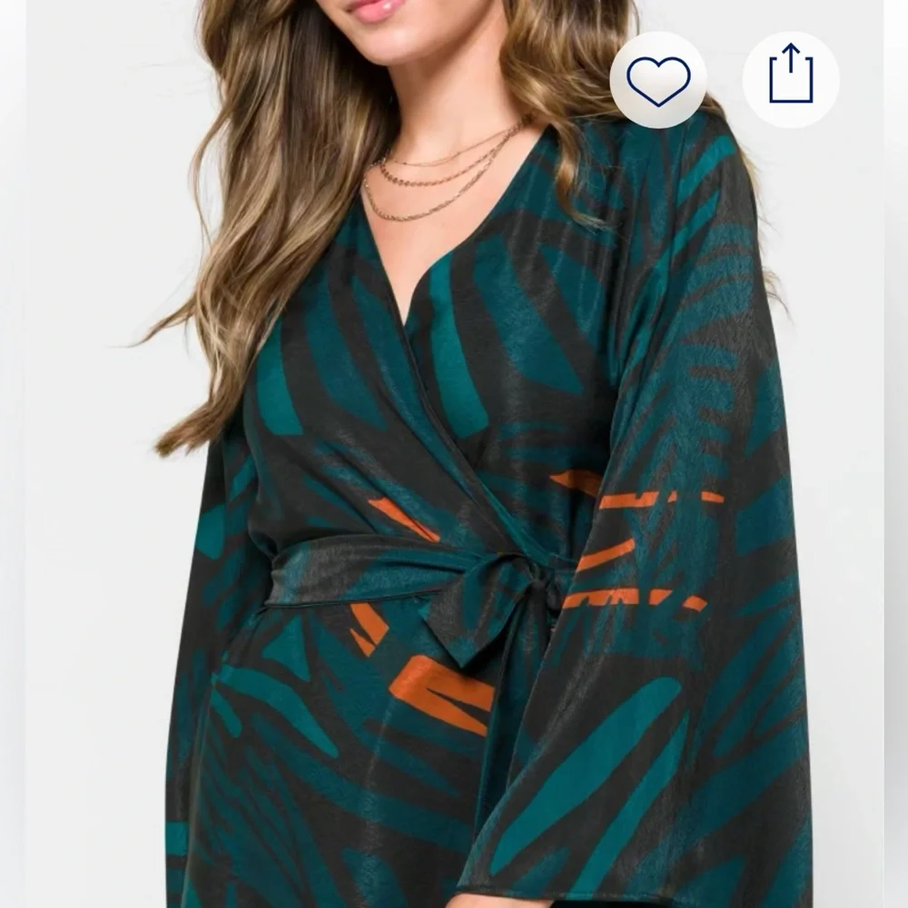 Diarrablu Sheena Wrap Dress in Teal and Orange - Picture 6 of 10